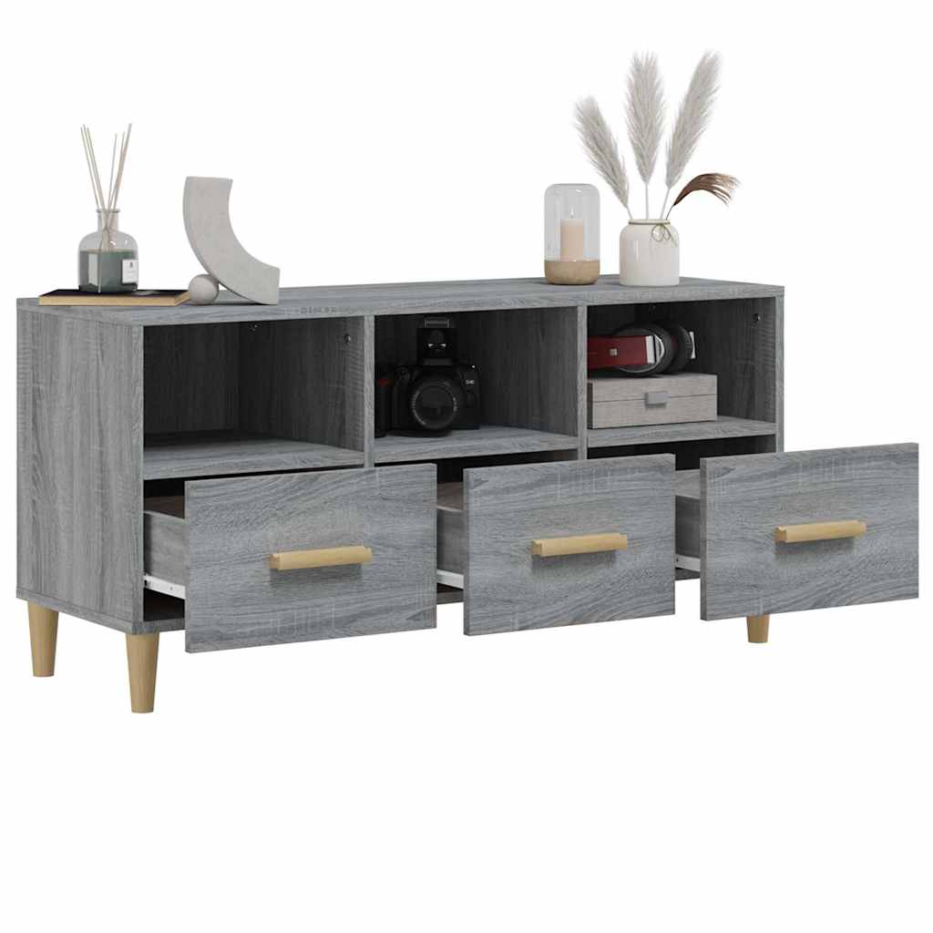 817496 vidaXL TV Cabinet Grey Sonoma 102x36x50 cm Engineered Wood