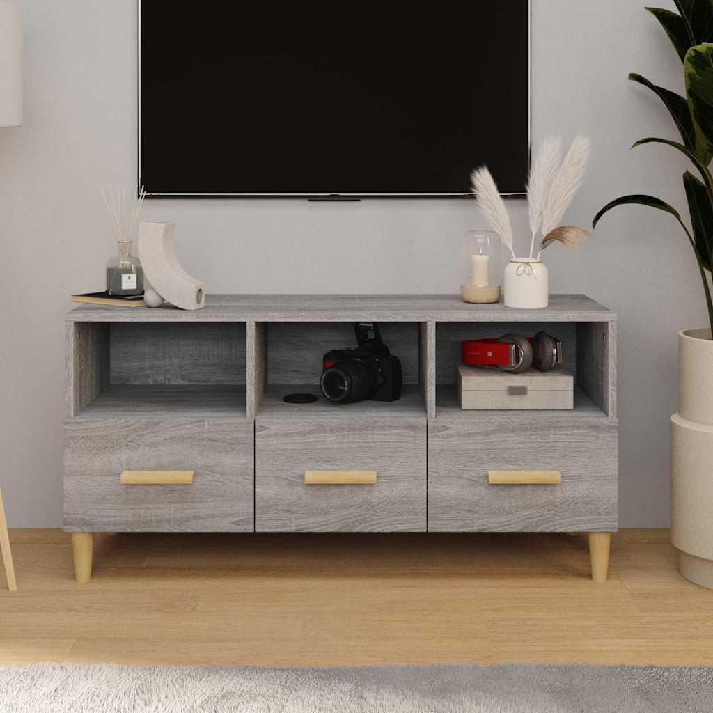 817496 vidaXL TV Cabinet Grey Sonoma 102x36x50 cm Engineered Wood