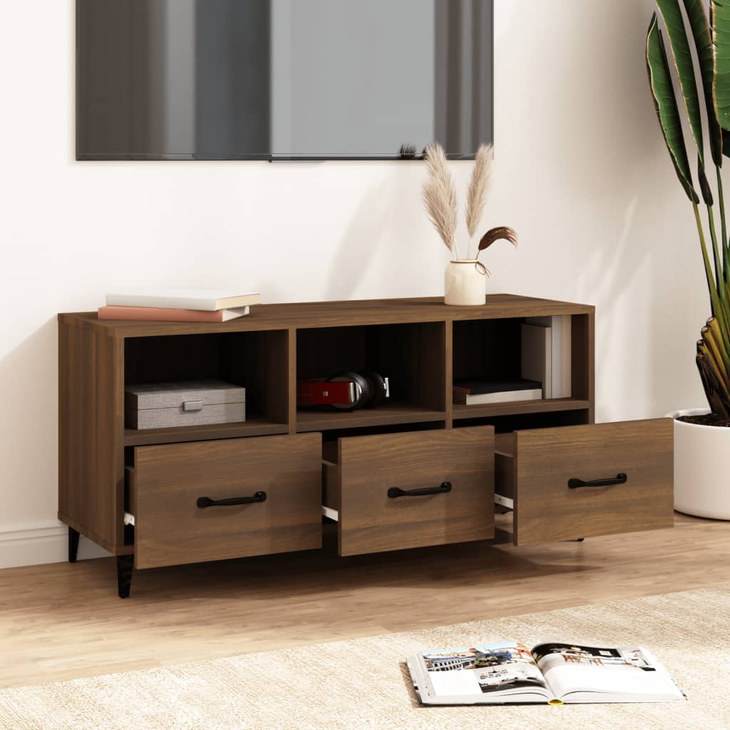 vidaXL TV Cabinet Brown Oak 102x35x50 cm Engineered Wood