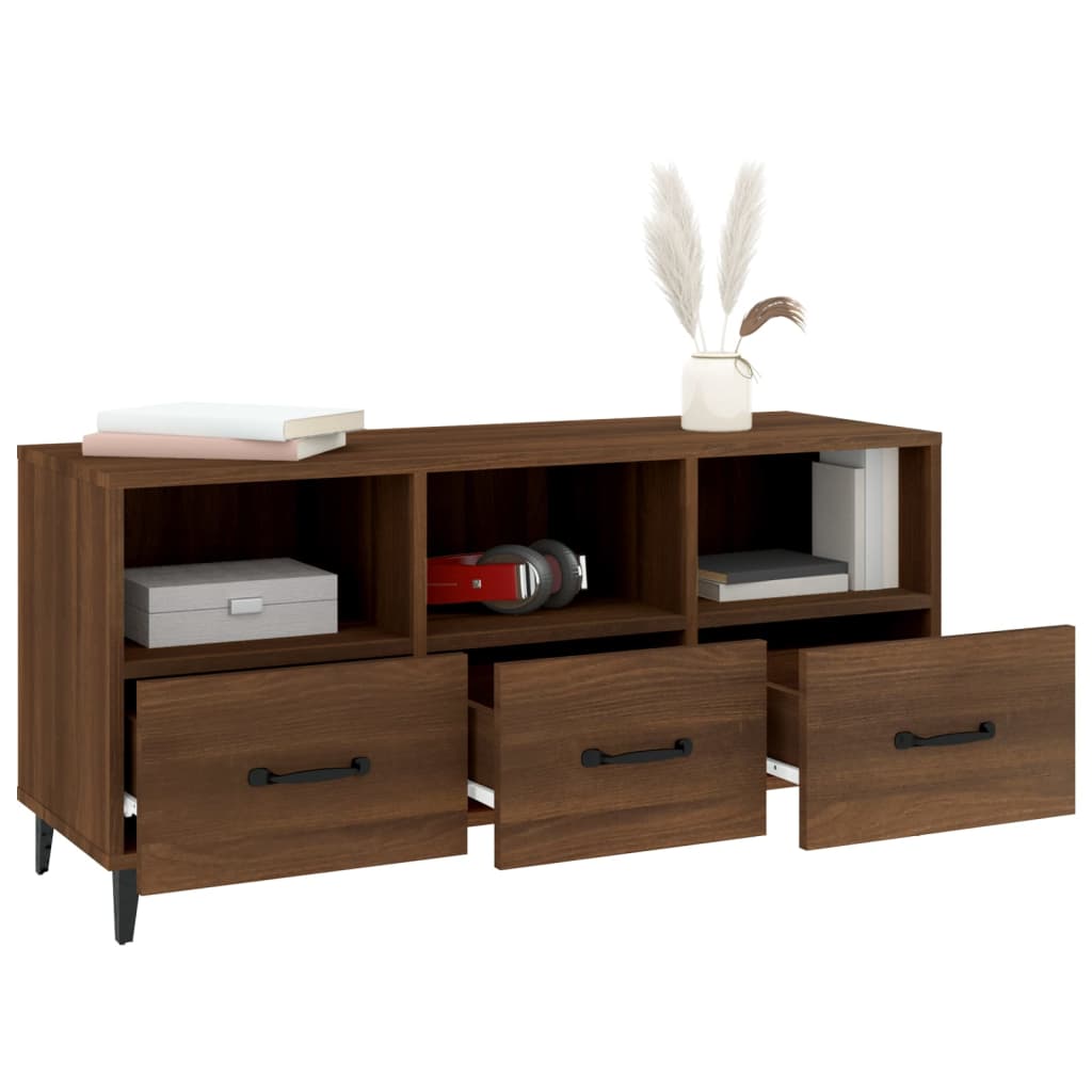 vidaXL TV Cabinet Brown Oak 102x35x50 cm Engineered Wood