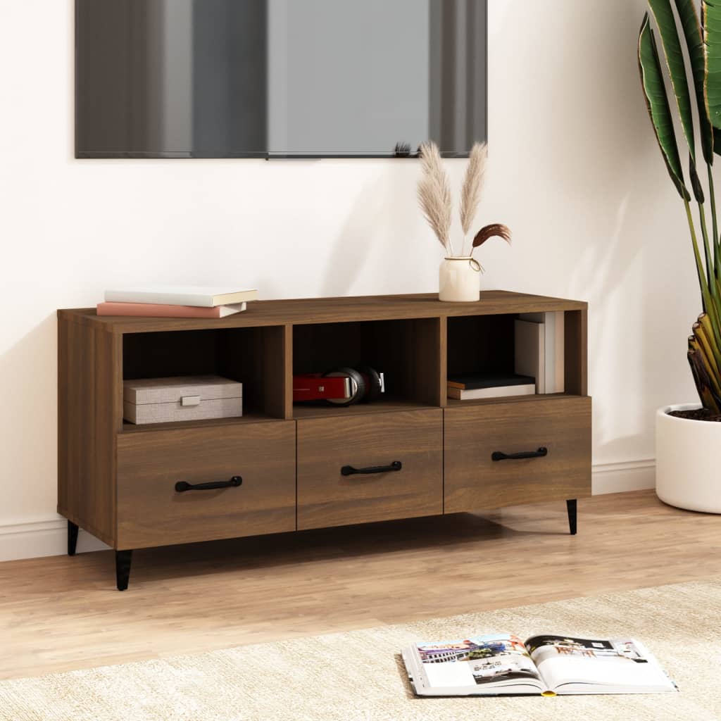 vidaXL TV Cabinet Brown Oak 102x35x50 cm Engineered Wood