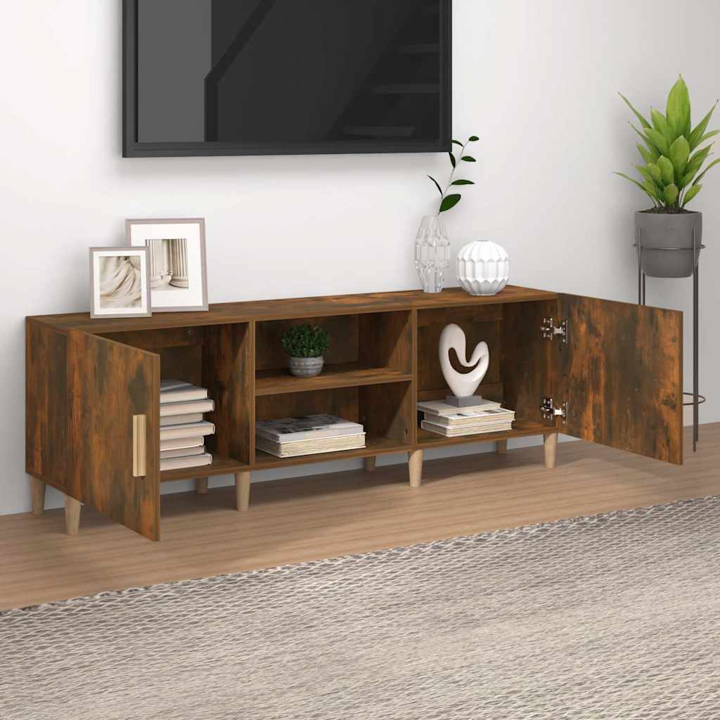 817501 vidaXL TV Cabinet Smoked Oak 150x30x50 cm Engineered Wood