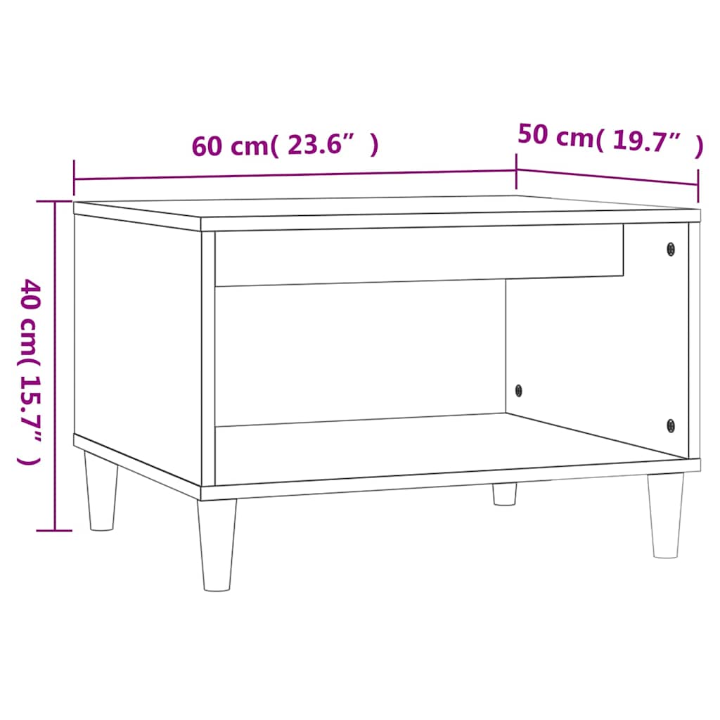 817520 vidaXL Coffee Table Grey Sonoma 60x50x40 cm Engineered Wood