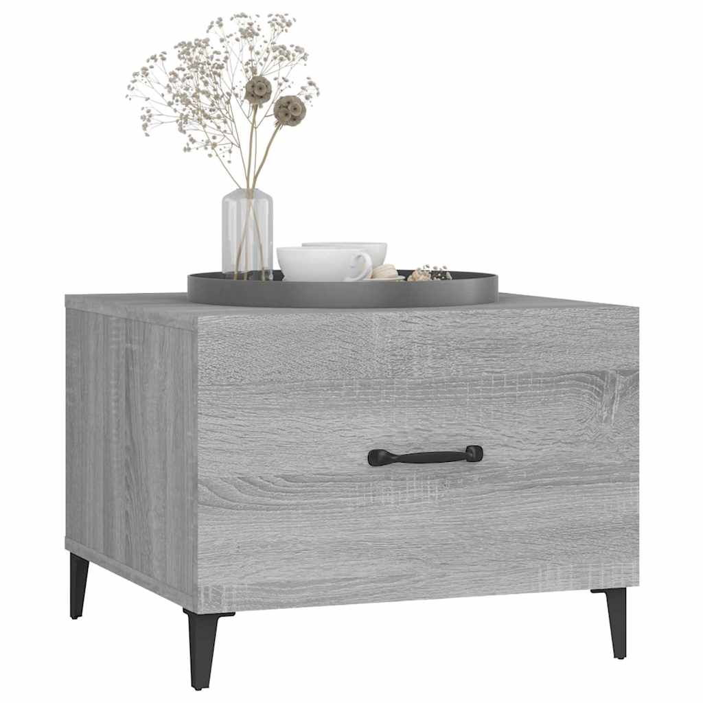 817539 vidaXL Coffee Table with Metal Legs Grey Sonoma 50x50x40 cm