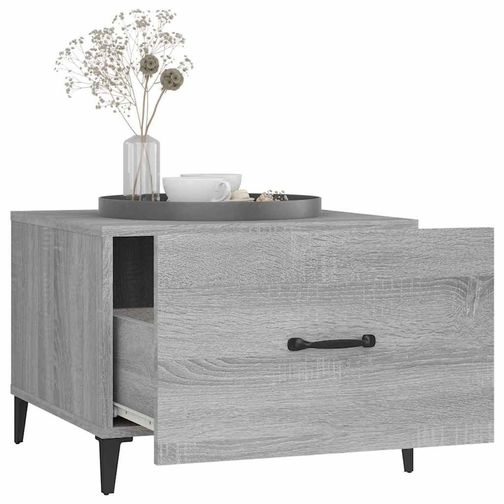 817539 vidaXL Coffee Table with Metal Legs Grey Sonoma 50x50x40 cm