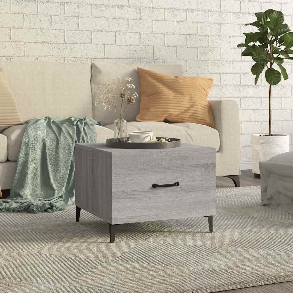 817539 vidaXL Coffee Table with Metal Legs Grey Sonoma 50x50x40 cm