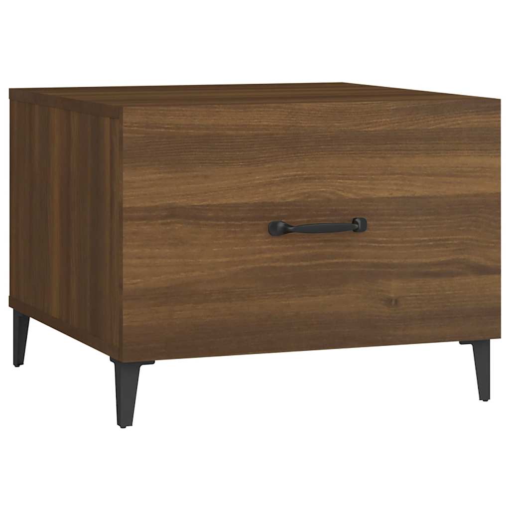 817541 vidaXL Coffee Table with Metal Legs Brown Oak 50x50x40 cm