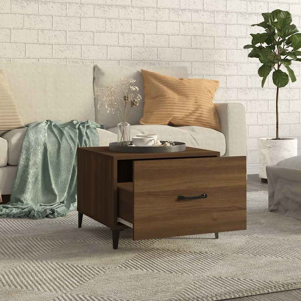 817541 vidaXL Coffee Table with Metal Legs Brown Oak 50x50x40 cm