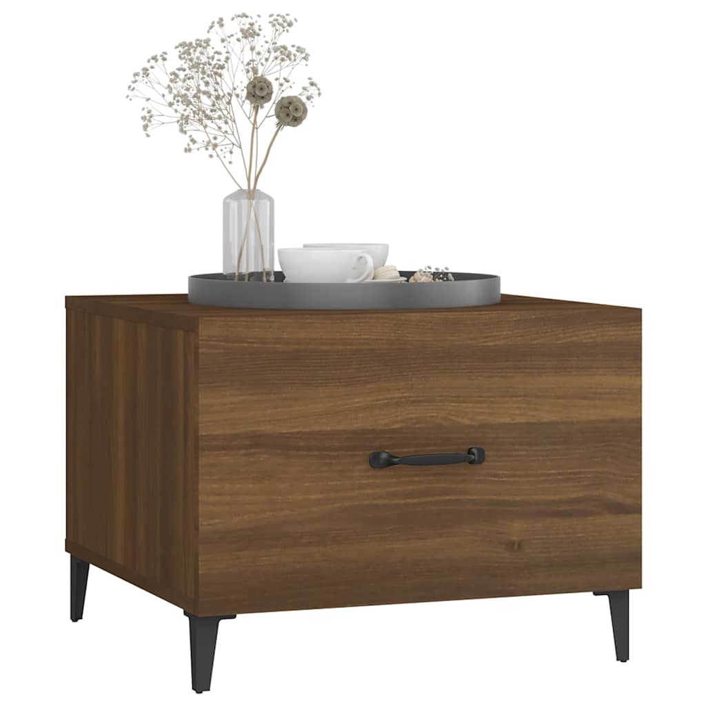 817541 vidaXL Coffee Table with Metal Legs Brown Oak 50x50x40 cm