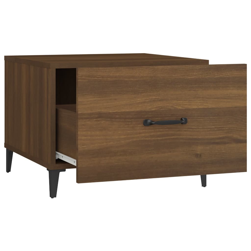 817541 vidaXL Coffee Table with Metal Legs Brown Oak 50x50x40 cm