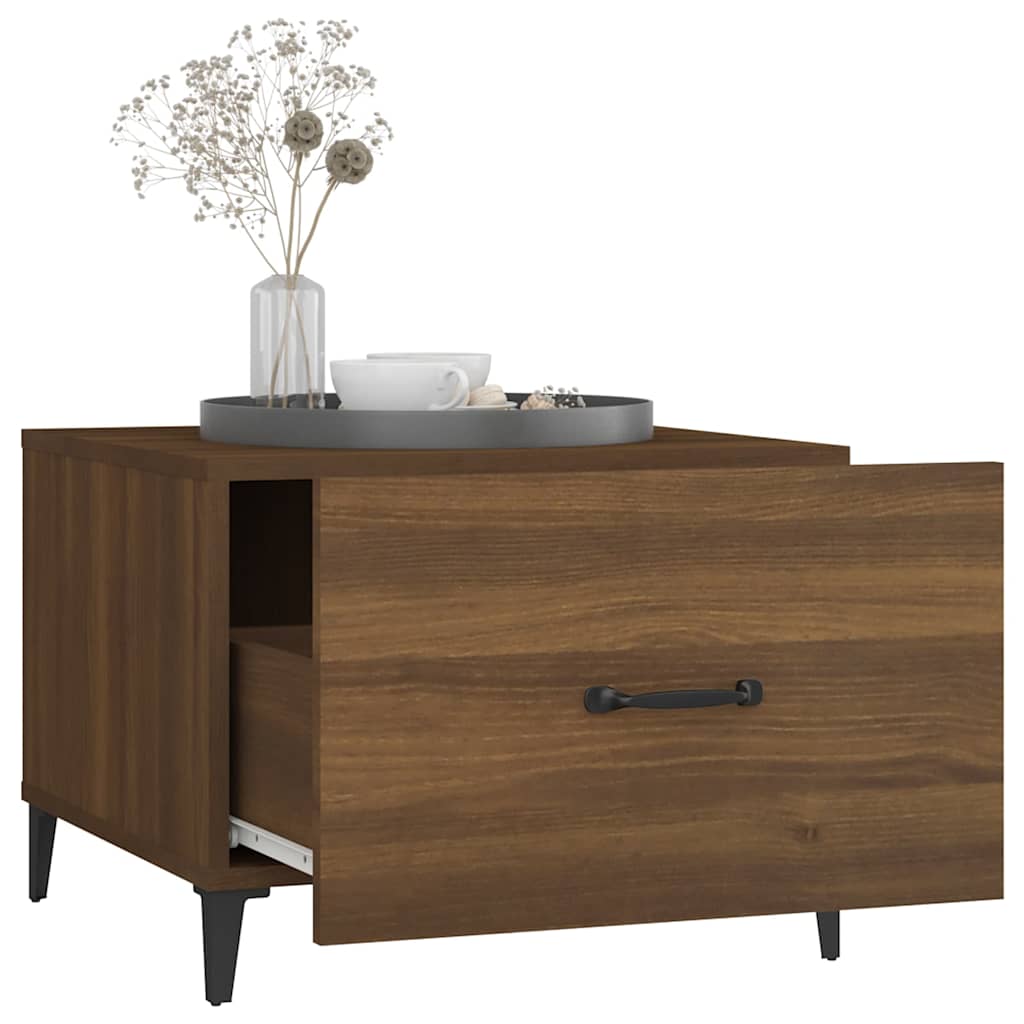 Coffee Tables with Metal Legs 2 pcs Brown Oak 50x50x40 cm