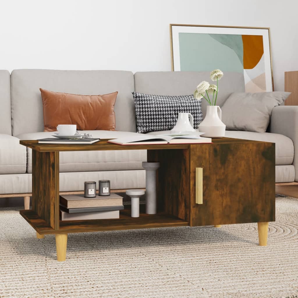 vidaXL Coffee Table Smoked Oak 90x50x40 cm Engineered Wood