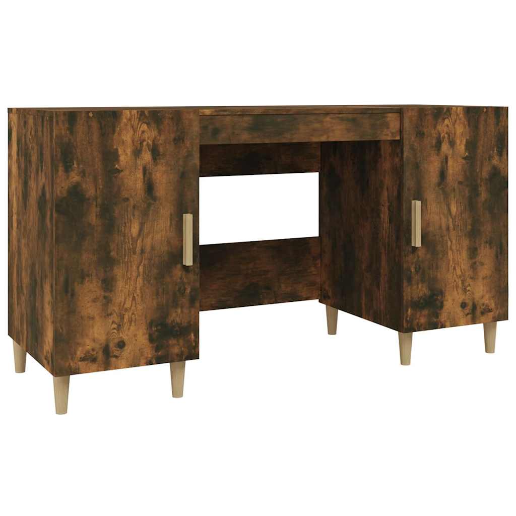 817549 vidaXL Desk Smoked Oak 140x50x75 cm Engineered Wood