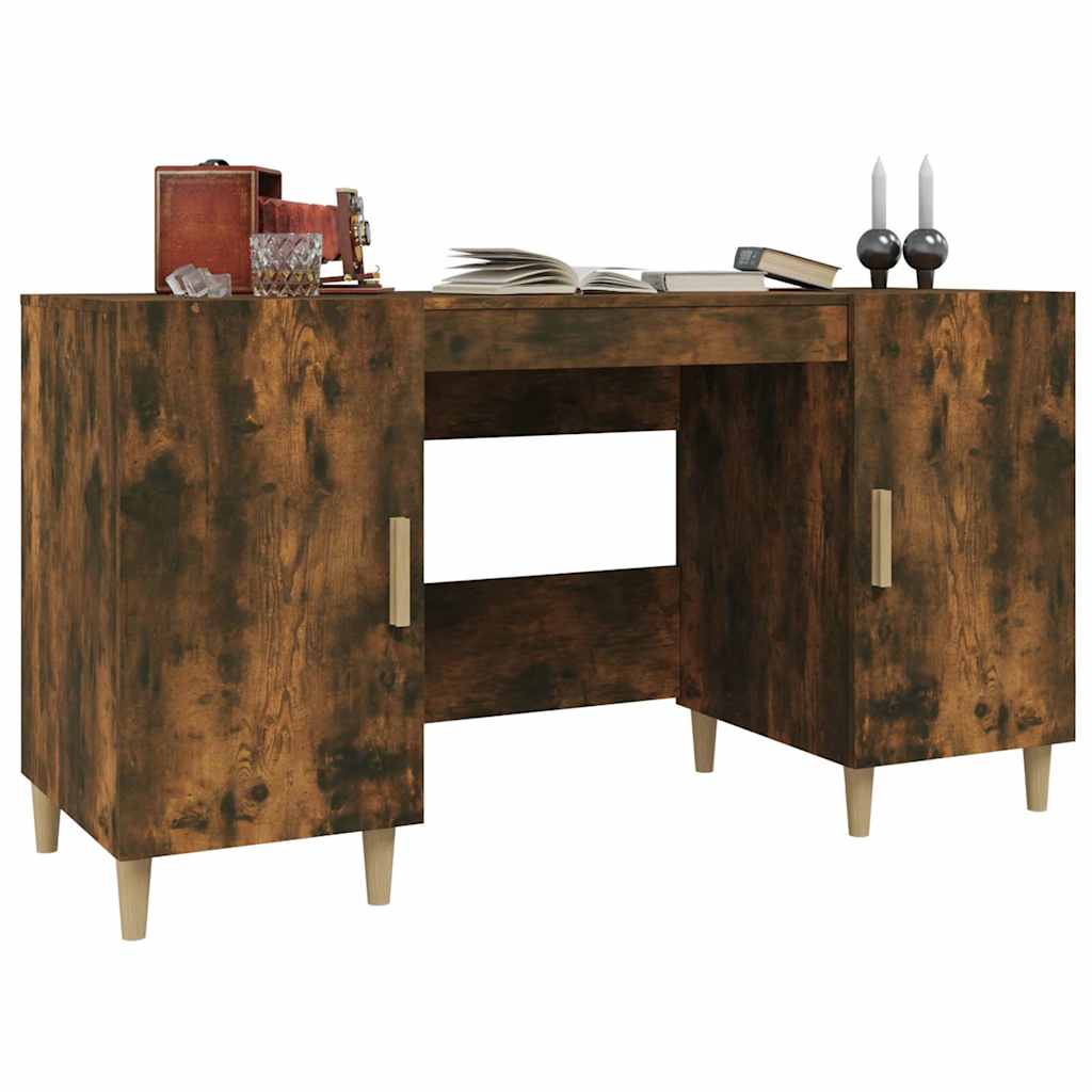 817549 vidaXL Desk Smoked Oak 140x50x75 cm Engineered Wood