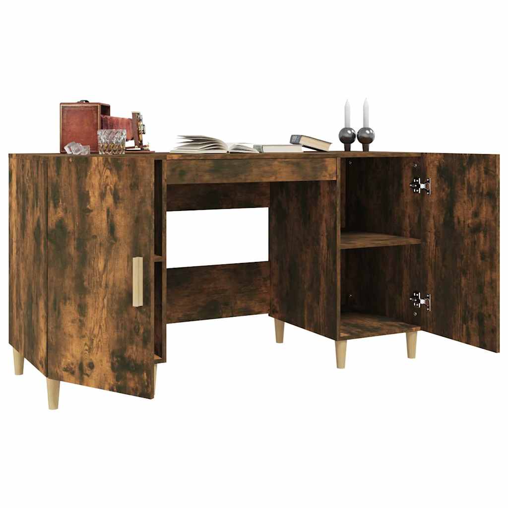 817549 vidaXL Desk Smoked Oak 140x50x75 cm Engineered Wood
