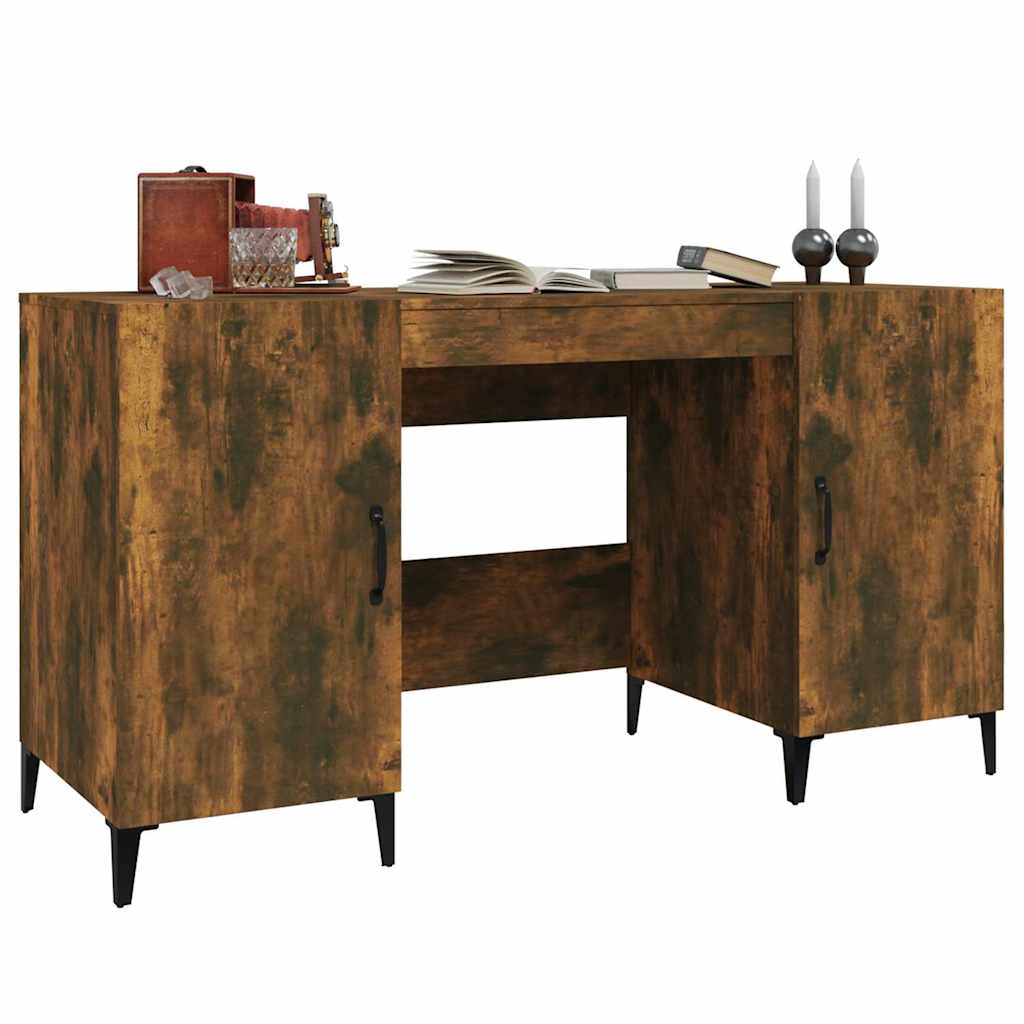 817552 vidaXL Desk Smoked Oak 140x50x75 cm Engineered Wood