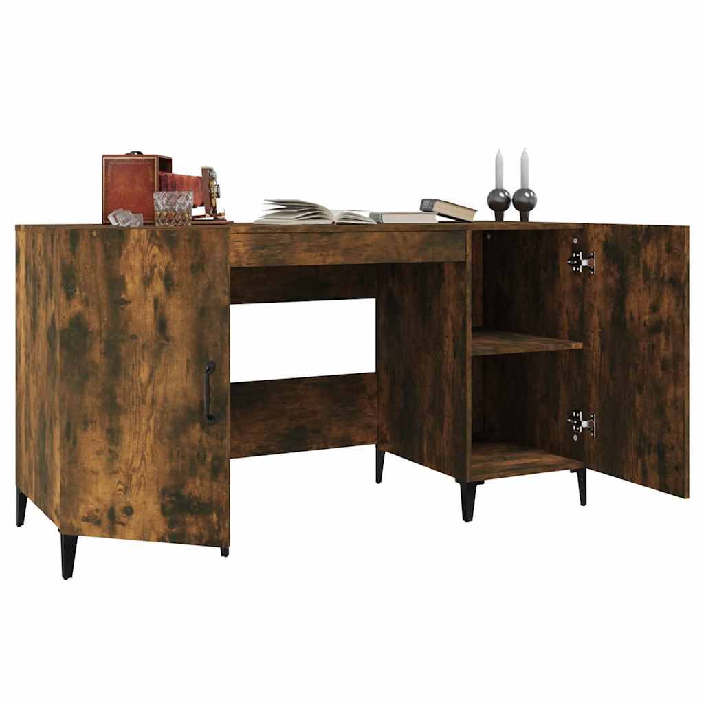 817552 vidaXL Desk Smoked Oak 140x50x75 cm Engineered Wood