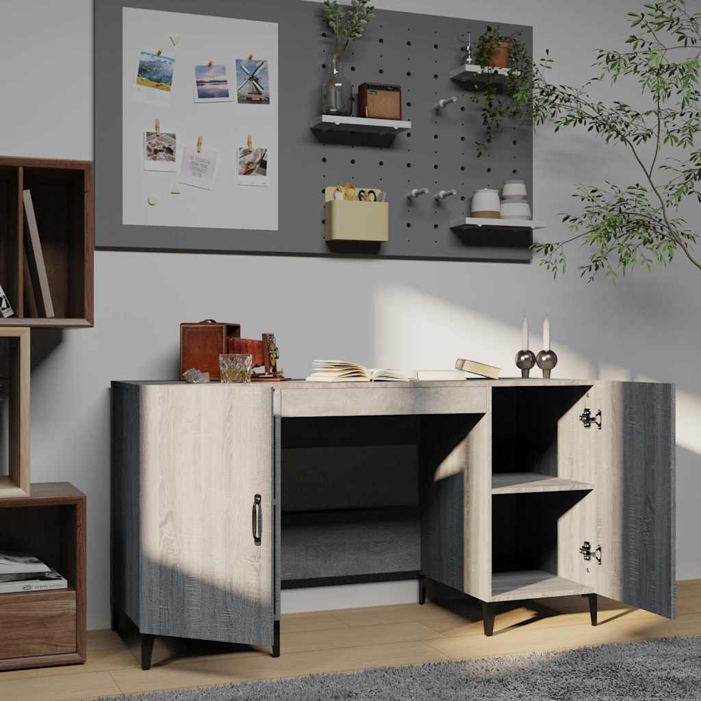 817553 vidaXL Desk Grey Sonoma 140x50x75 cm Engineered Wood