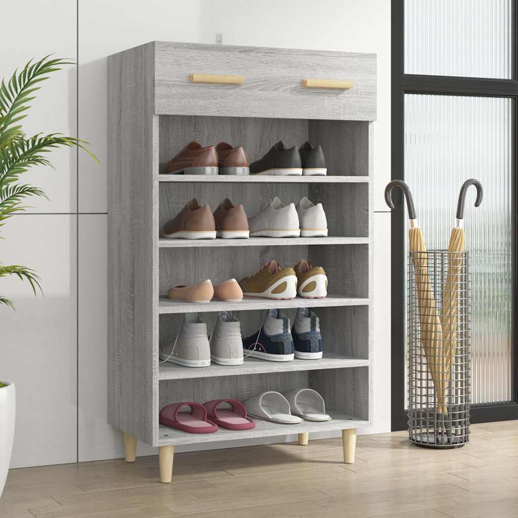 817556 vidaXL Shoe Cabinet Grey Sonoma 60x35x105 cm Engineered Wood