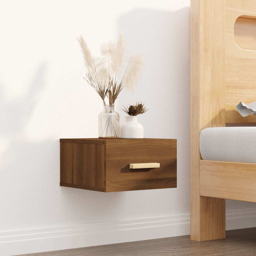 vidaXL Wall-mounted Bedside Cabinets 2 pcs Brown Oak 35x35x20 cm