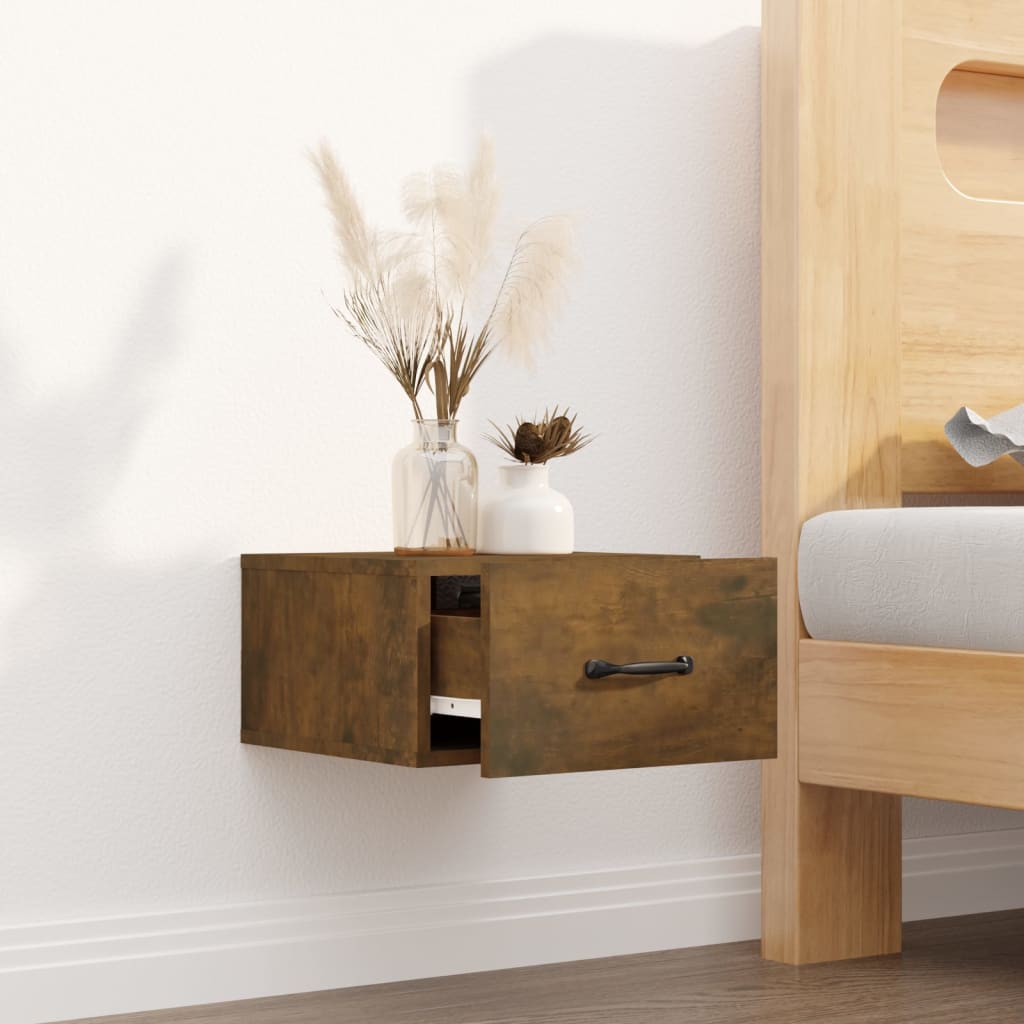 vidaXL Wall-mounted Bedside Cabinet Smoked Oak 35x35x20 cm