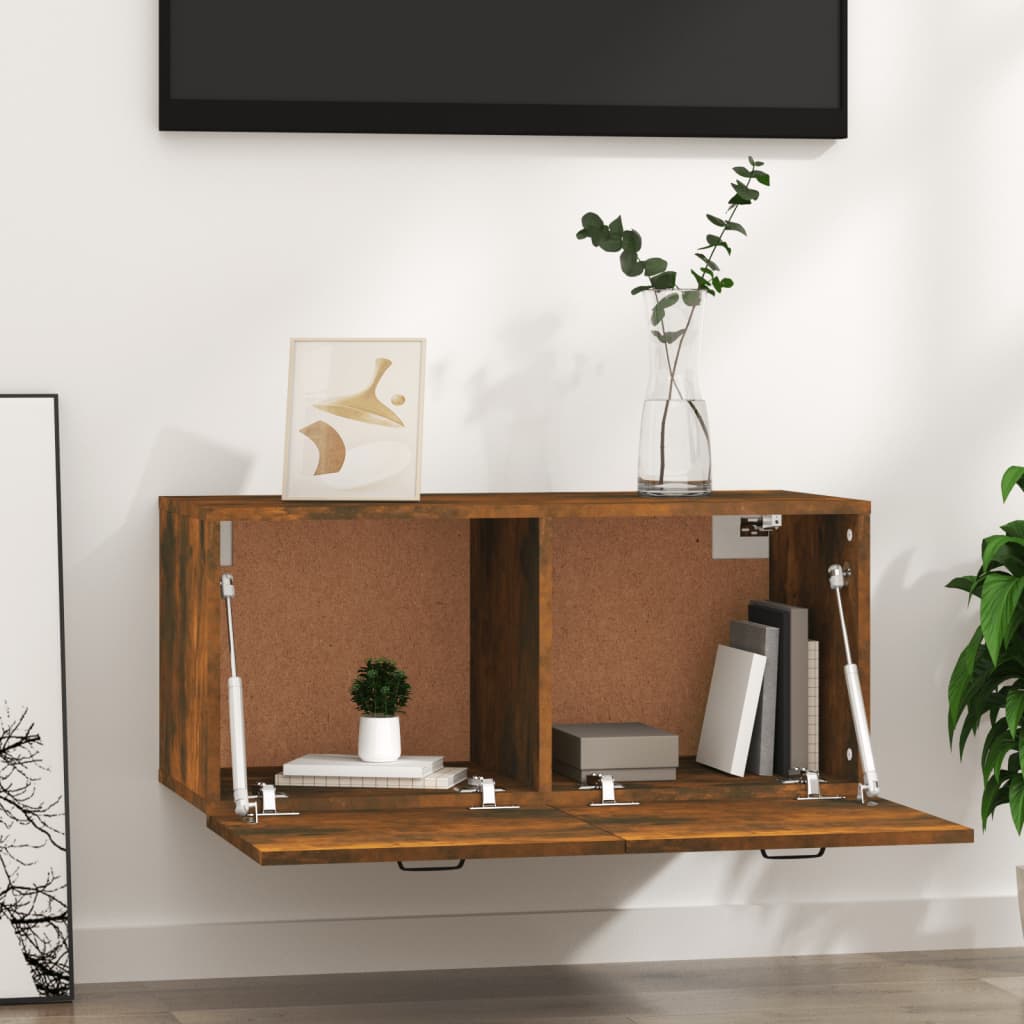 Wall Cabinet Smoked Oak 80x36.5x35 cm Engineered Wood