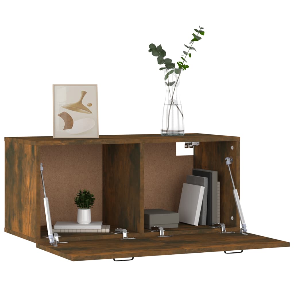 Wall Cabinet Smoked Oak 80x36.5x35 cm Engineered Wood