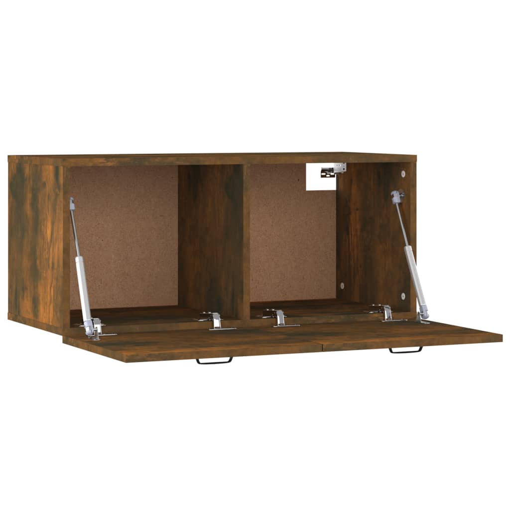 Wall Cabinet Smoked Oak 80x36.5x35 cm Engineered Wood