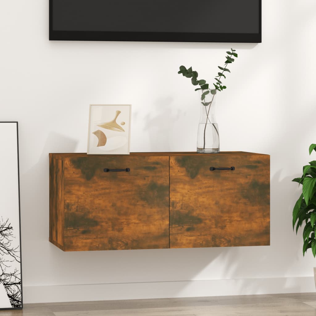 Wall Cabinet Smoked Oak 80x36.5x35 cm Engineered Wood