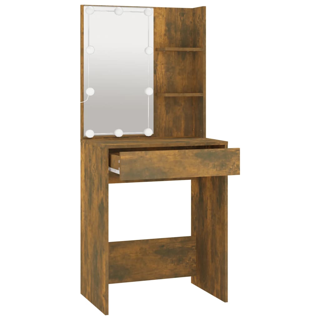 vidaXL Dressing Table with LED Smoked Oak 60x40x140 cm