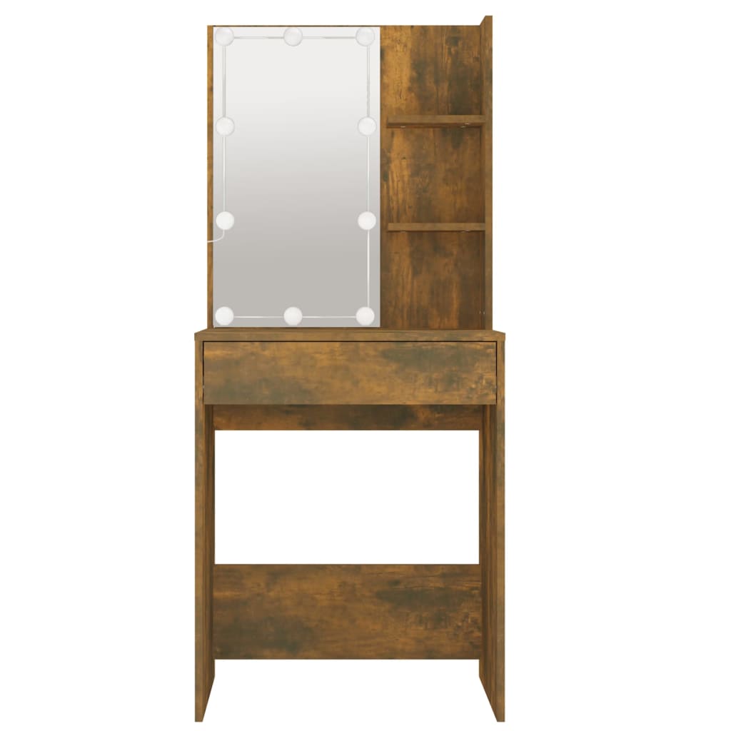 vidaXL Dressing Table with LED Smoked Oak 60x40x140 cm