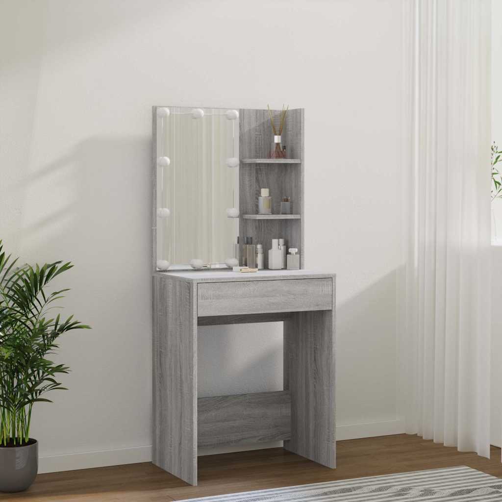 Dressing Table with LED Grey Sonoma 60x40x140 cm