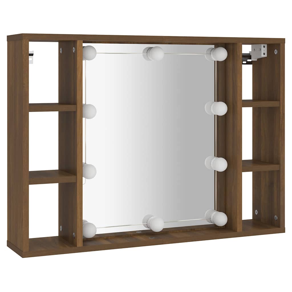 Mirror Cabinet with LED Brown Oak 76x15x55 cm