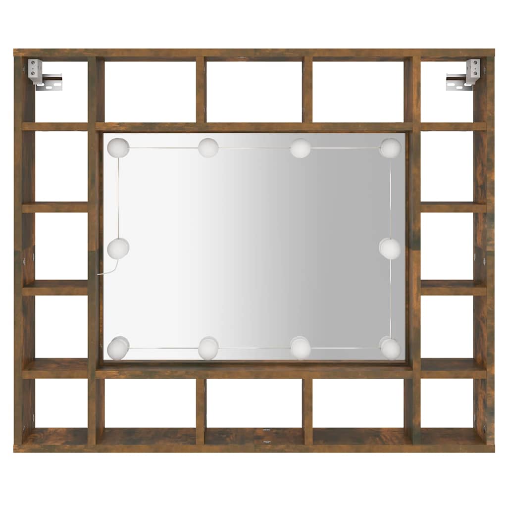 Mirror Cabinet with LED Smoked Oak 91x15x76,5 cm