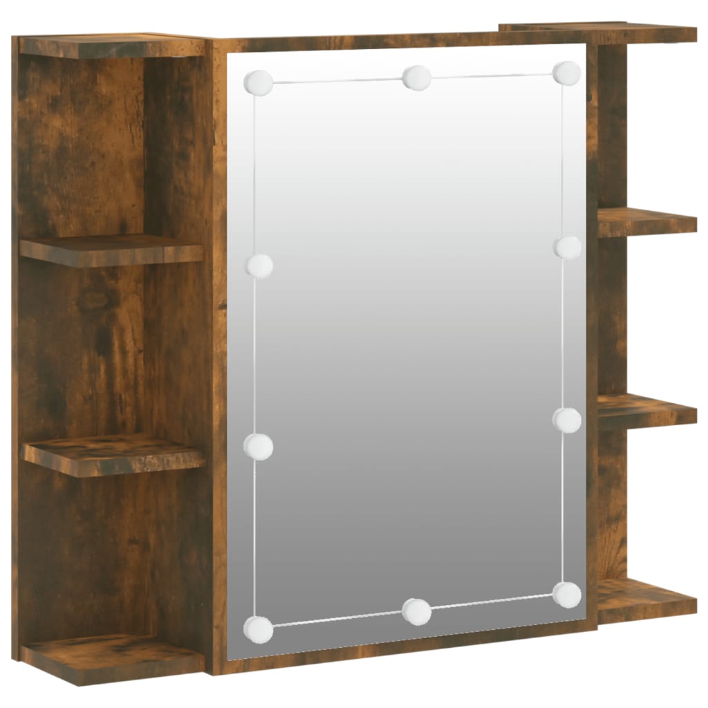 vidaXL Mirror Cabinet with LED Smoked Oak 70x16.5x60 cm