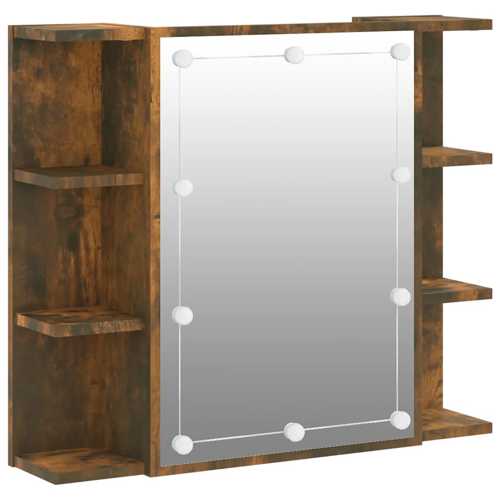 Mirror Cabinet with LED Smoked Oak 70x16,5x60 cm