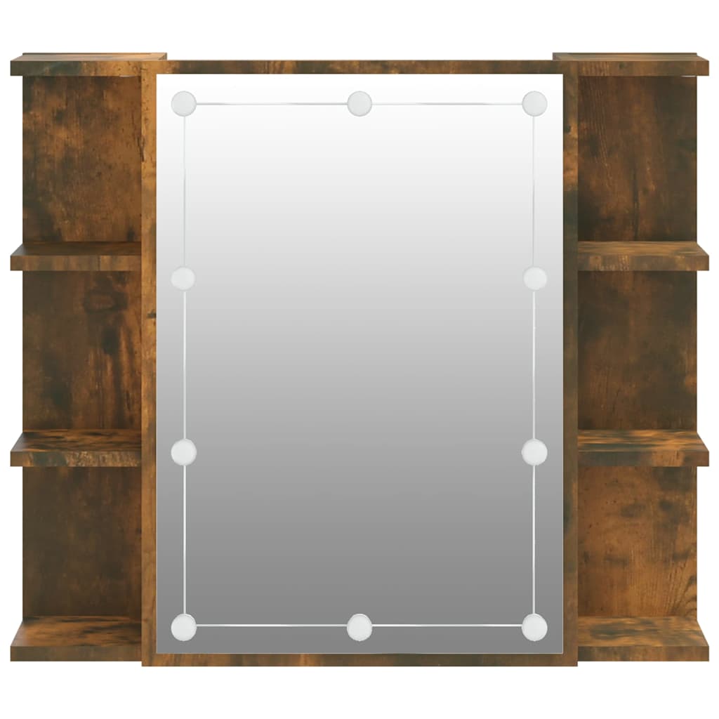 Mirror Cabinet with LED Smoked Oak 70x16,5x60 cm
