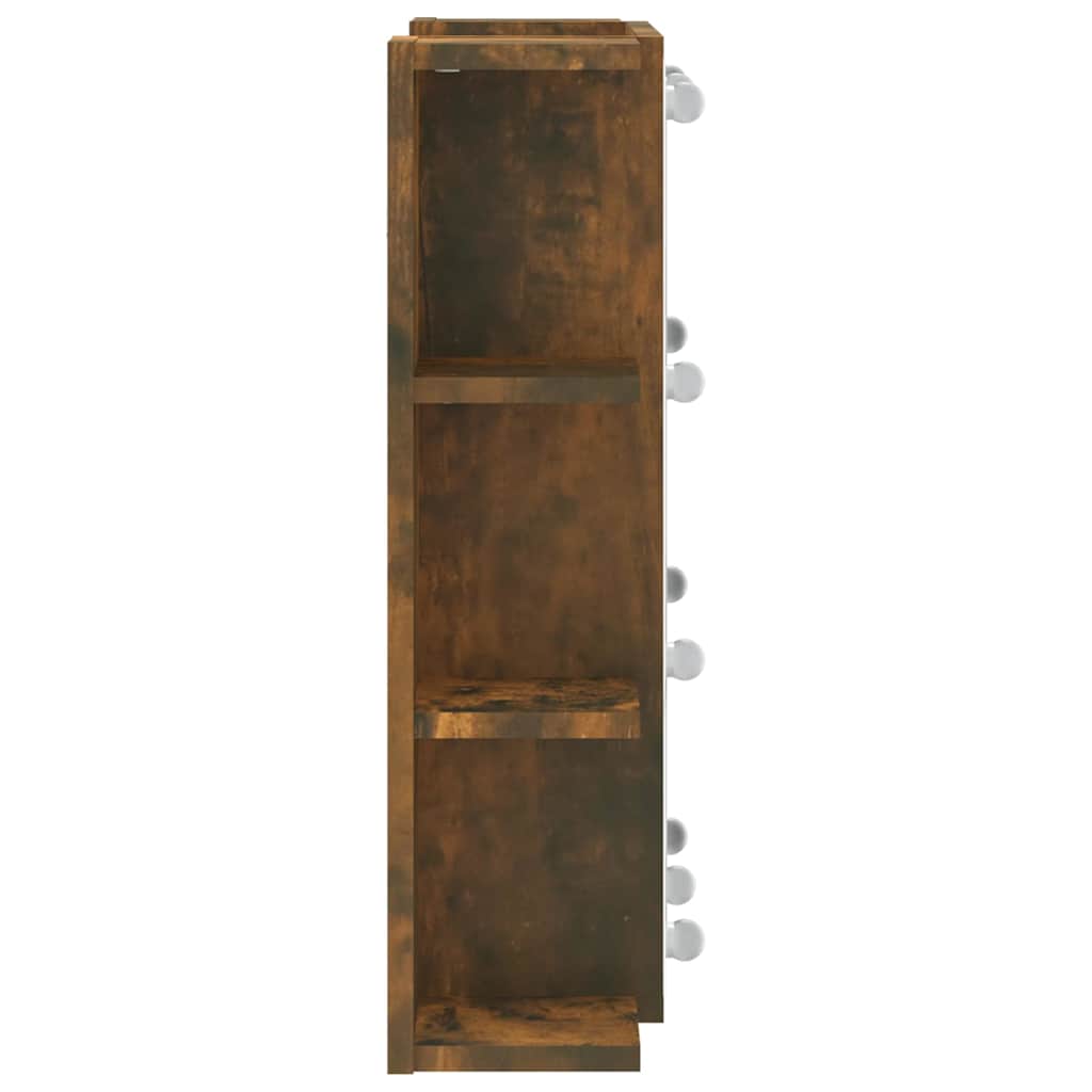 Mirror Cabinet with LED Smoked Oak 70x16,5x60 cm