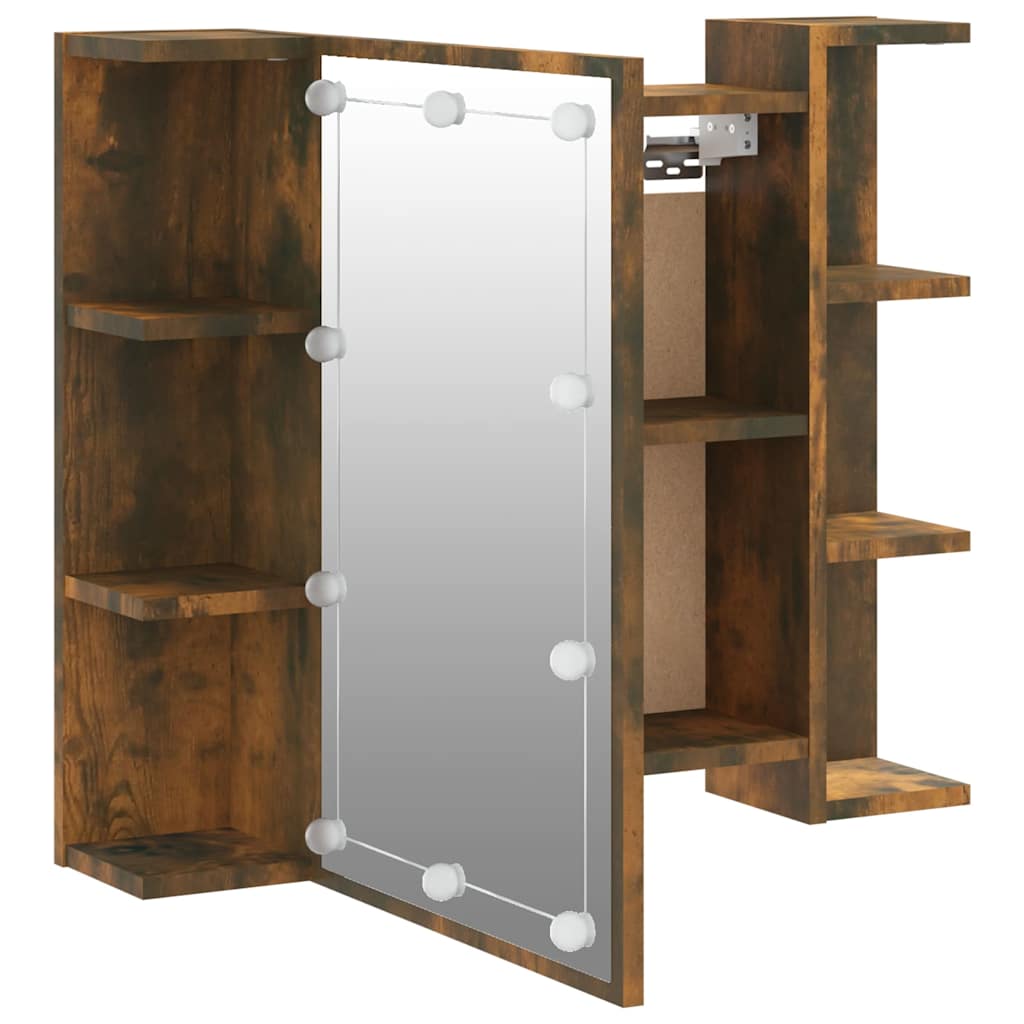 Mirror Cabinet with LED Smoked Oak 70x16,5x60 cm