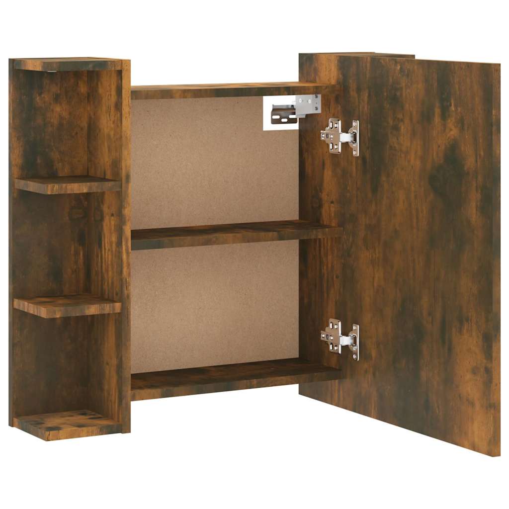 Mirror Cabinet with LED Smoked Oak 70x16,5x60 cm