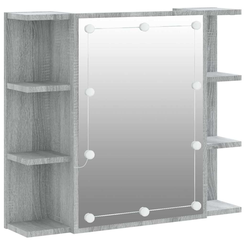 Mirror Cabinet with LED Grey Sonoma 70x16,5x60 cm