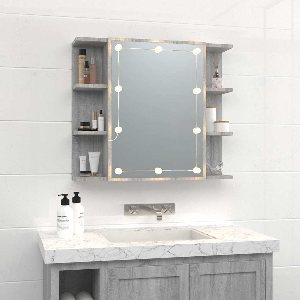 Mirror Cabinet with LED Grey Sonoma 70x16,5x60 cm