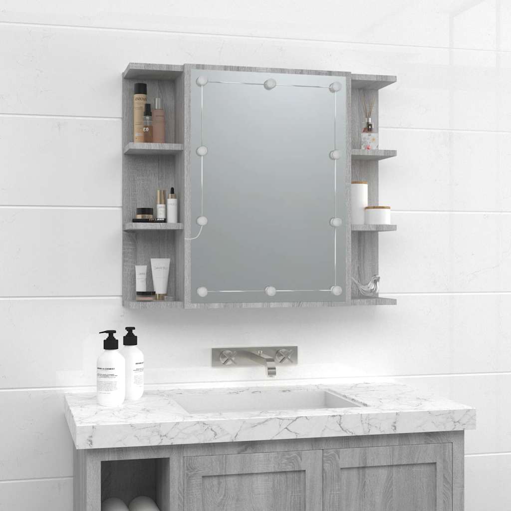 Mirror Cabinet with LED Grey Sonoma 70x16,5x60 cm