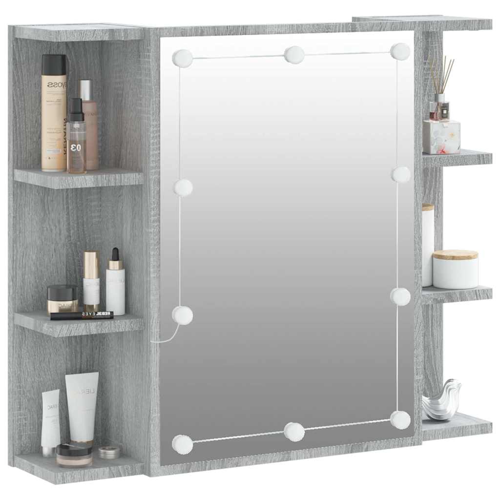 Mirror Cabinet with LED Grey Sonoma 70x16,5x60 cm
