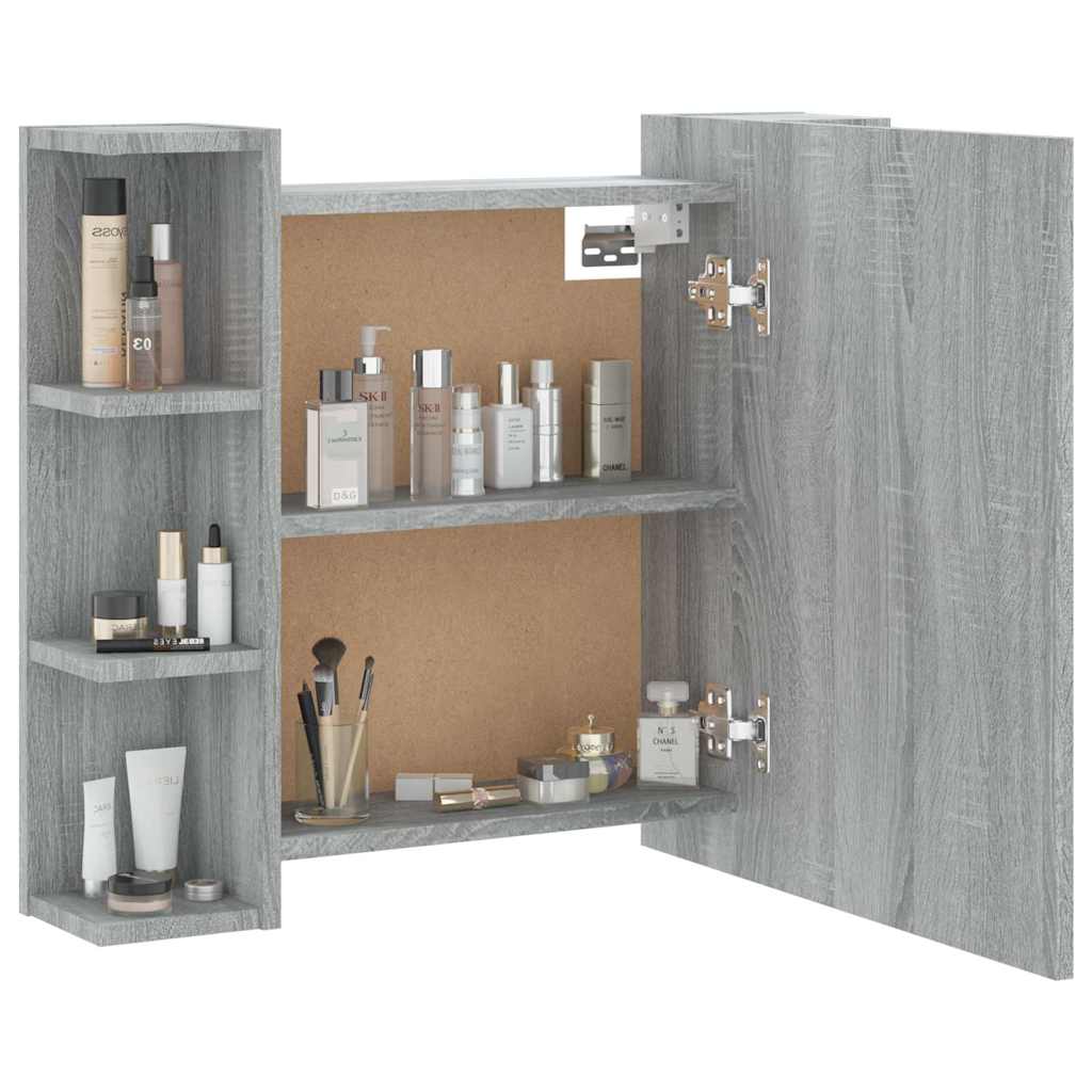 Mirror Cabinet with LED Grey Sonoma 70x16,5x60 cm