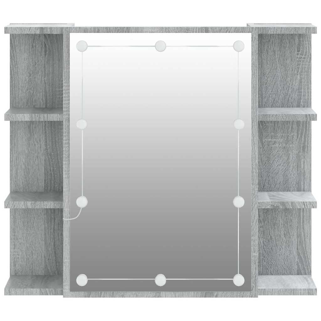 Mirror Cabinet with LED Grey Sonoma 70x16,5x60 cm