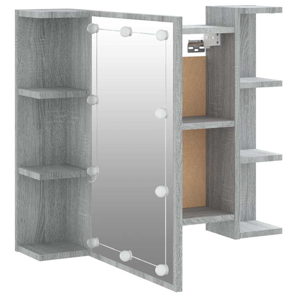 Mirror Cabinet with LED Grey Sonoma 70x16,5x60 cm