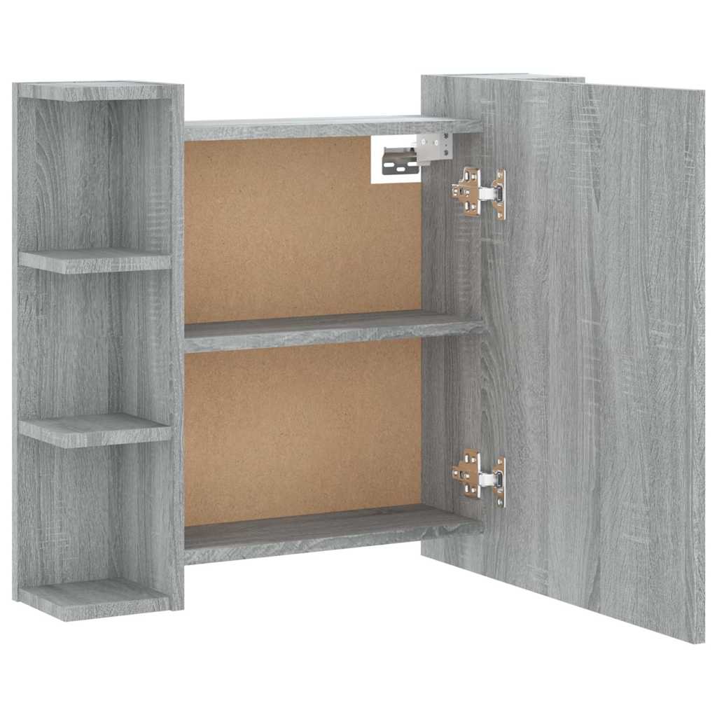 Mirror Cabinet with LED Grey Sonoma 70x16,5x60 cm