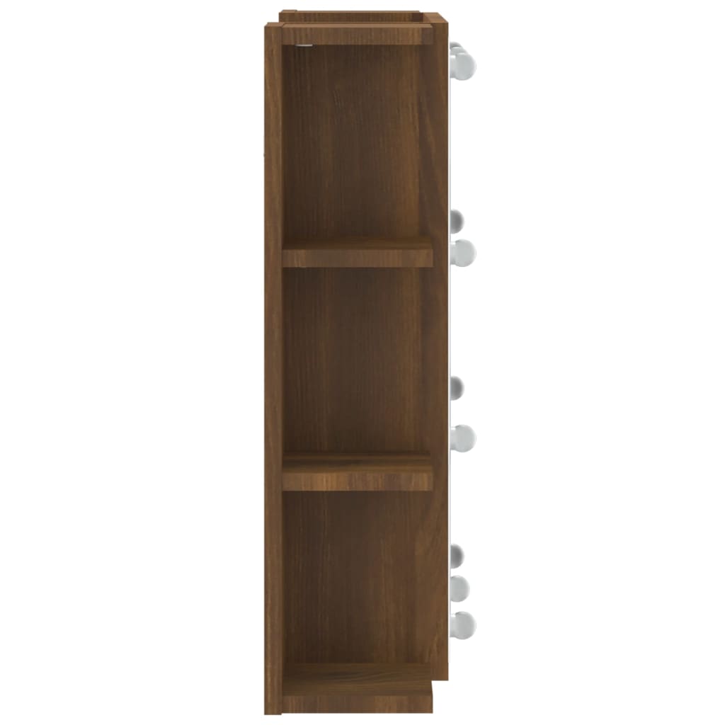 vidaXL Mirror Cabinet with LED Brown Oak 70x16.5x60 cm