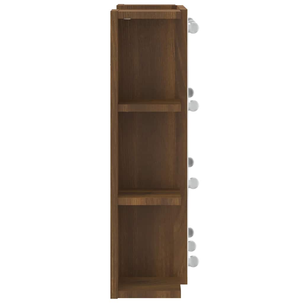 Mirror Cabinet with LED Brown Oak 70x16,5x60 cm